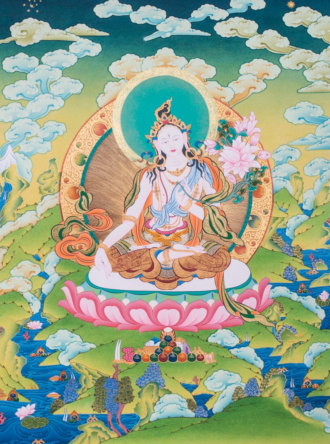 White Tara III (Thangka) - Enlightenment - Dakini As Art